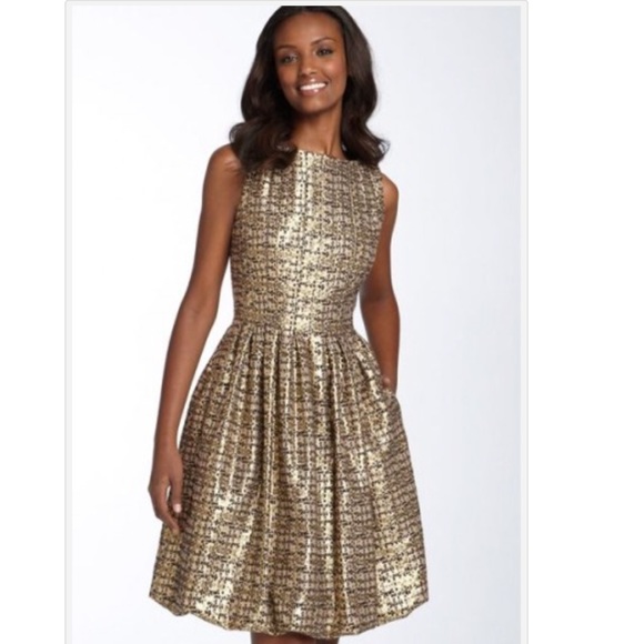 Maggy London Gold Metallic Bubble Hem 